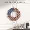 Patriotic Burlap Wreath: American Flag Wreath for Front Door, Red White and Blue Decor with Stars Stripes and Timer-Equipped Light Strip for 4th of July Memorial Day Veterans Day